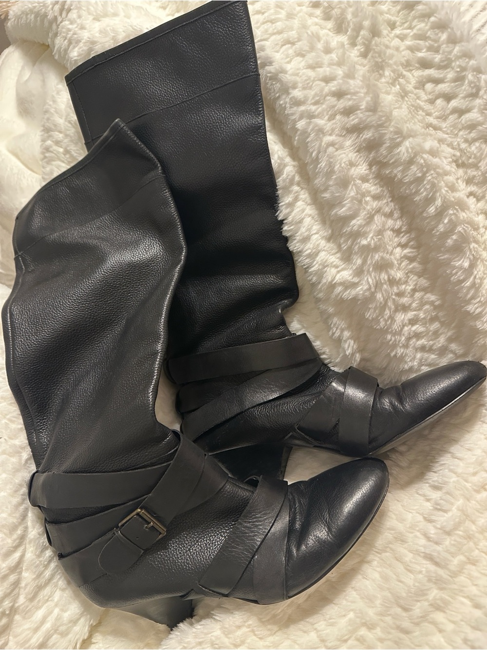 Cynthia Rowley Black Leather knee high boots